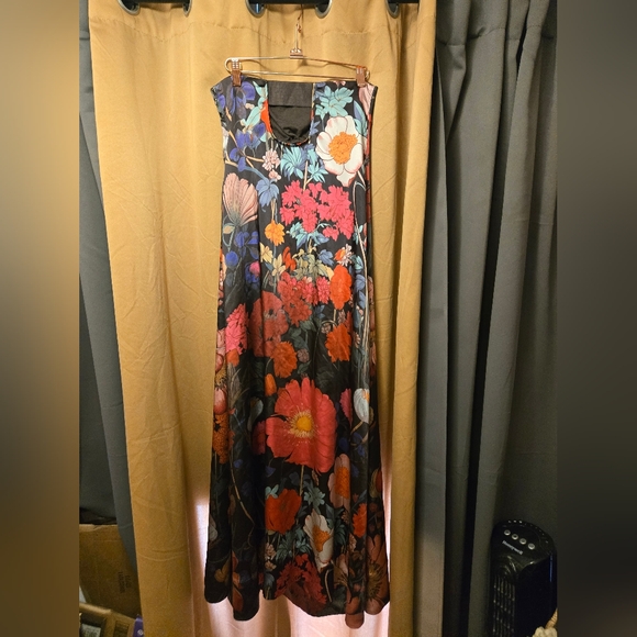 Free People Botanical Strapless Maxi Dress - Chocolate Combo size small - Picture 6 of 9